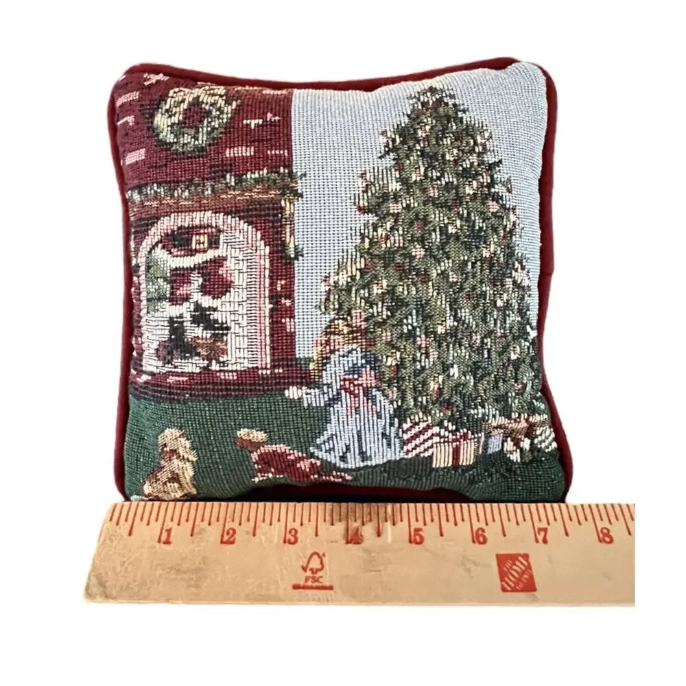 2 Christmas Pillows Riverdale Tapestry Square Throw Pillow Joyful Blessing Tree
